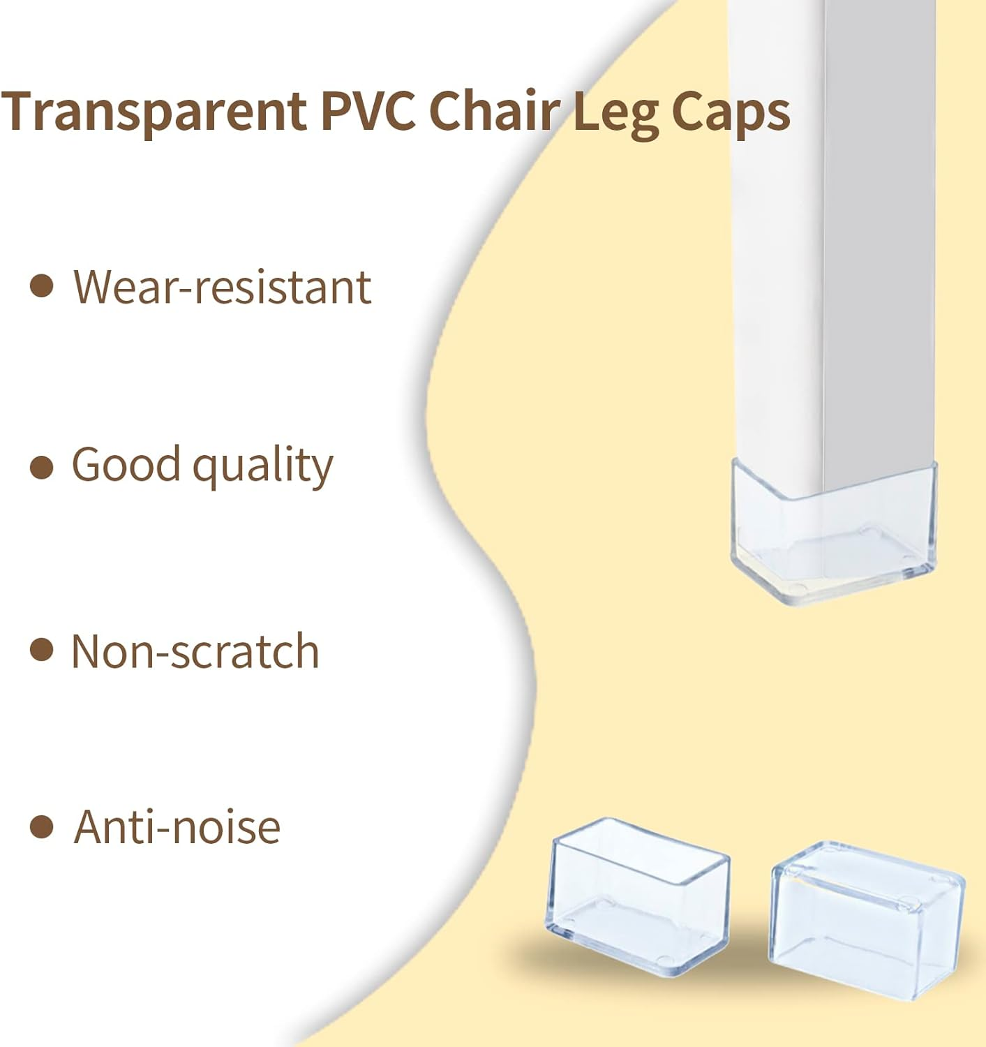 Flyshop 1" X 1-3/16", 25 X 30 Mm Chair Leg Floor Protectors for Furniture Flexible Non-Scratch Foot Covers PVC Chair Leg Caps, Rectangle, Transparent, 16 Pieces image number 6
