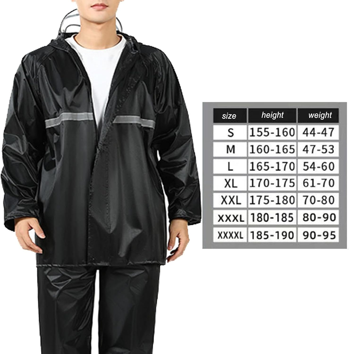 Motorcycle Raincoat, Waterproof Rain Gear Suit, Hood Rain Jacket and Rain Pants, Breathable Reflective Rainwear for Men & Women image number 4