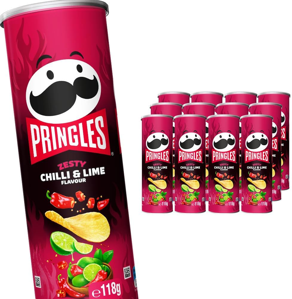 Pringles Zesty Chilli and Lime Potato Chips, 12 Pack (12X118G) image number 2