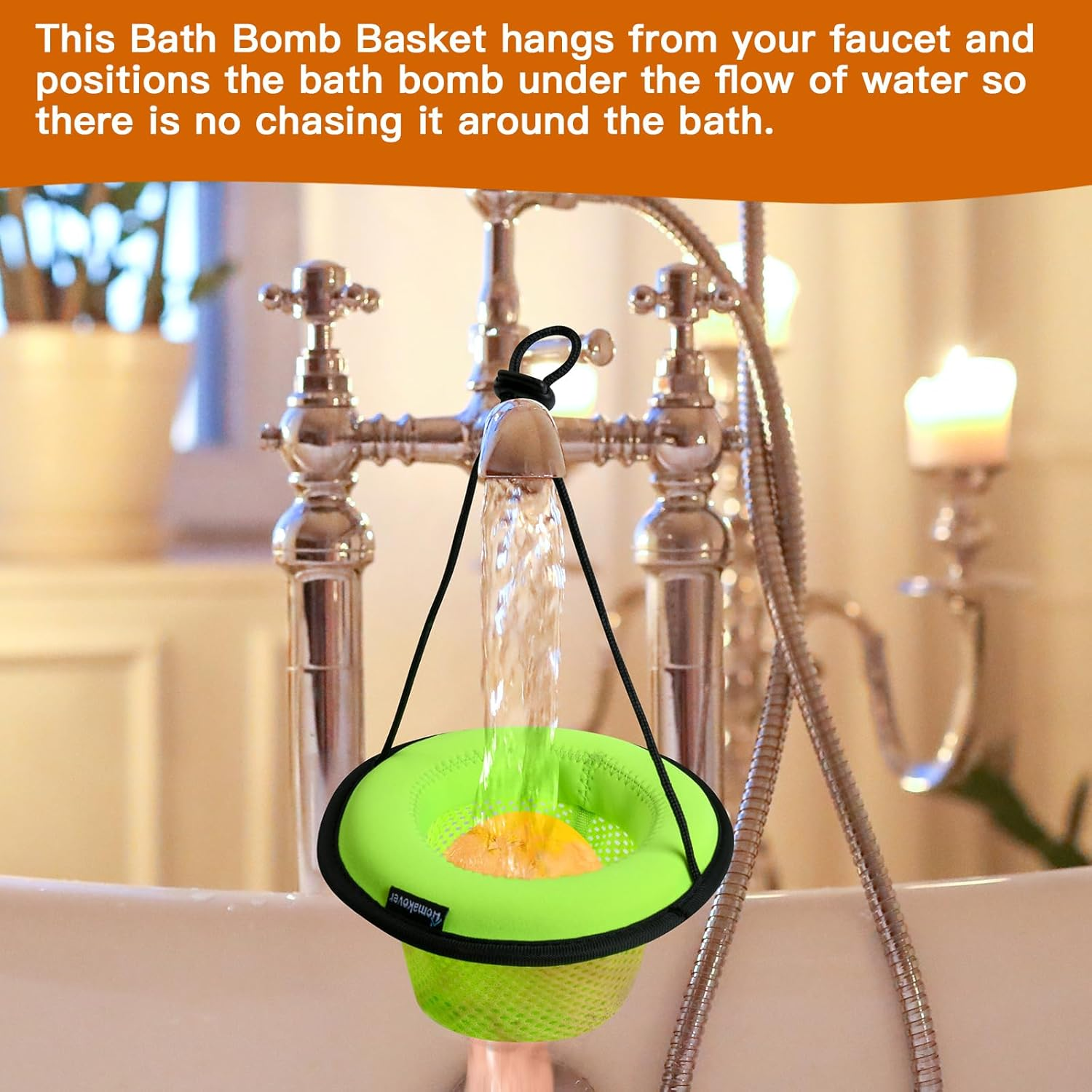 Neoprene Floating Bath Bomb Basket, Funny Bubble Bath Bomb Holder with Adjustable Strip Bath Bomb Container for Holding Bath Bombs, Fit for Girls and Women image number 6