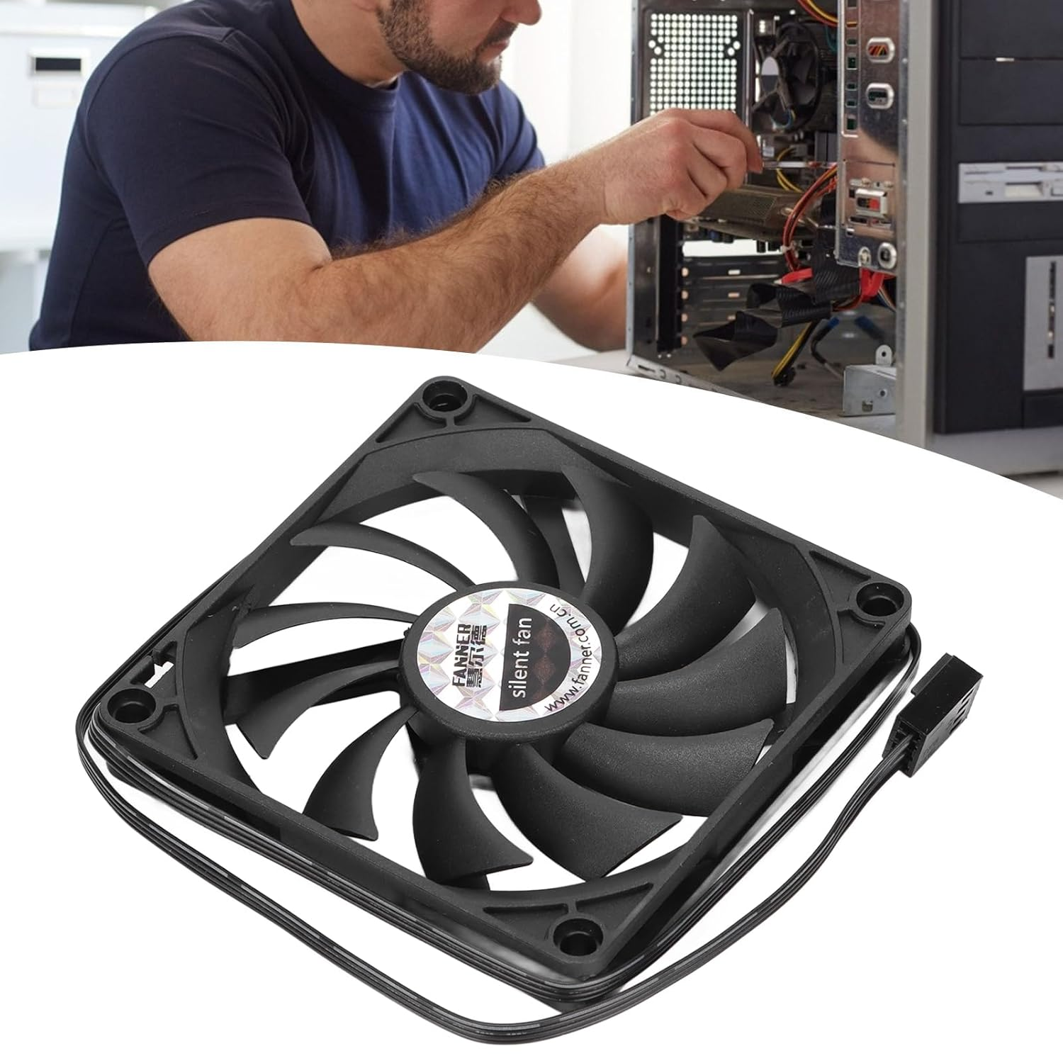 EVGATSAUTO 80Mm Cooling Fan, Low Noise Durable 2500RPM PWM Speed Regulation with Ultra Thin Design for PC Case Electronic Equipment image number 6