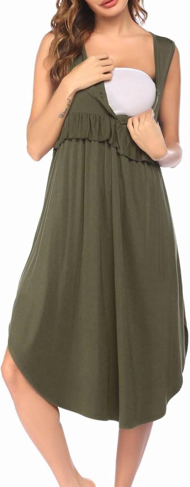 Maternity Outfit Women'S Maternity Nursing Dresses Split Long Dress for Breastfeeding Maternity Xmas Dress image number 5