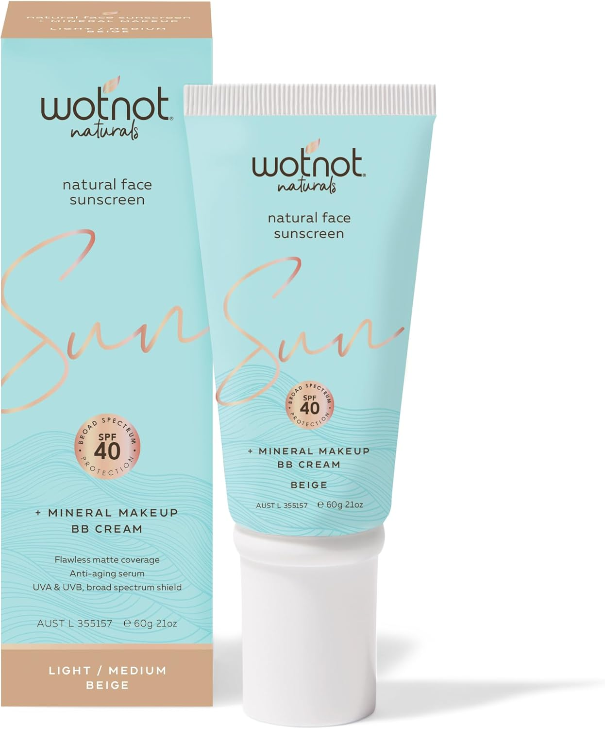 Wotnot Natural Face Sunscreen TINTED BEIGE BB Cream SPF 40, 60 G image number 1