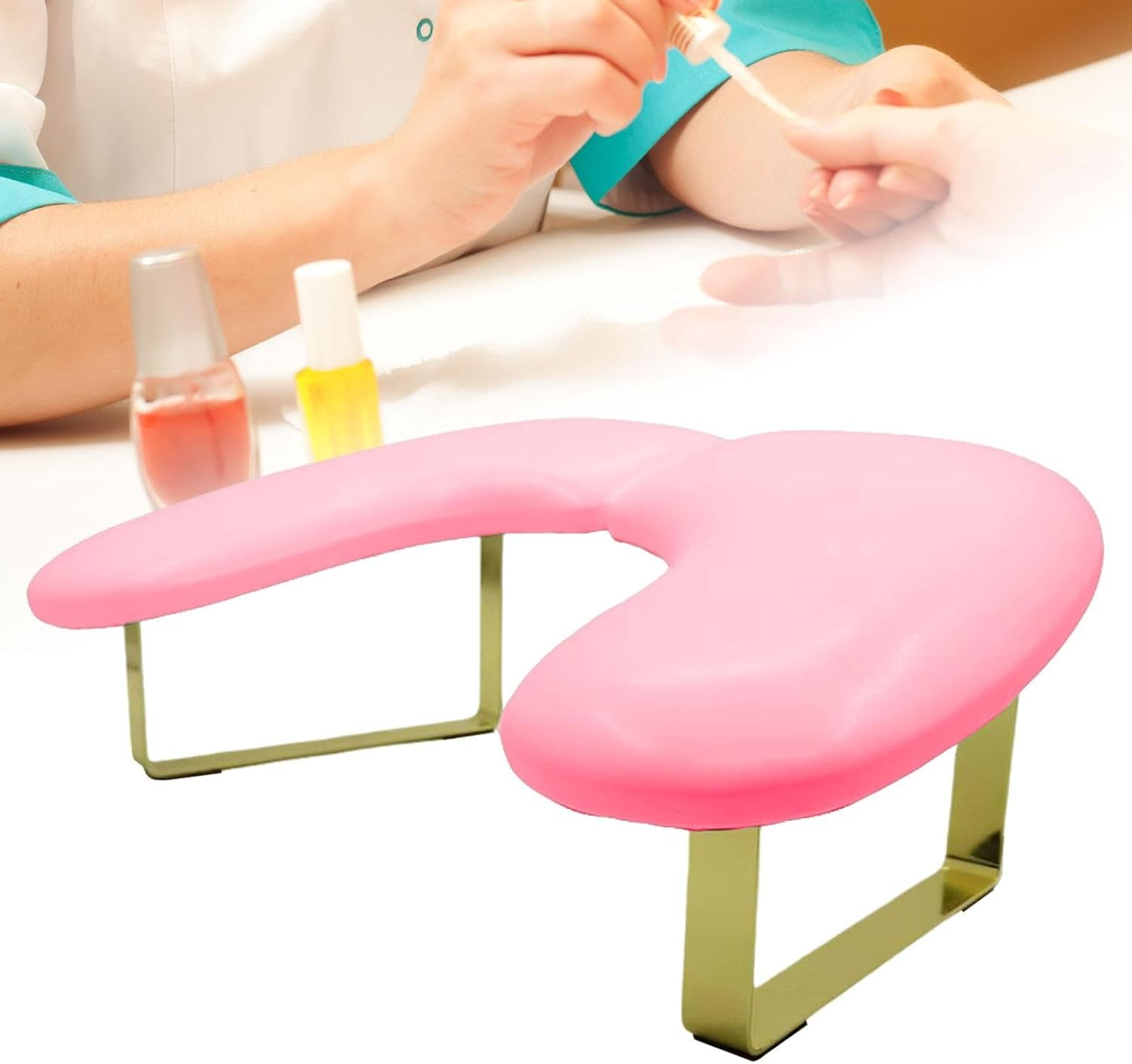 Perfk Nail Arm Rest Soft Comfortable Manicure Table Mat Nail Art Accessories Rest Cushion 15&deg; Slant for Manicurist Gift, Pink - Pink image number 3