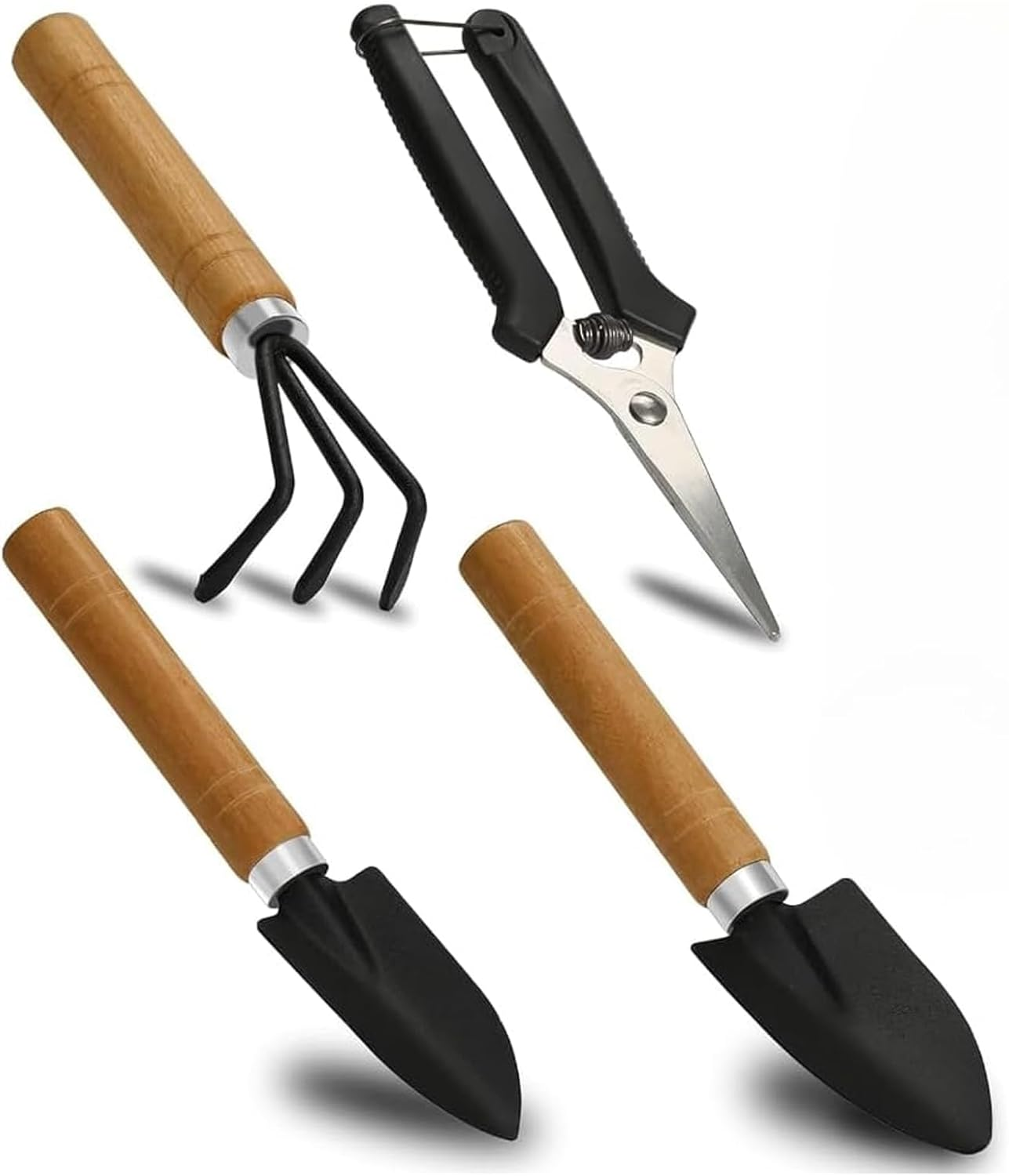 4Pcs Stainless Steel Garden Tools - Mini Gardening Kit with Pruning Scissors for Digging, Succulent Care - Houseplant Tools & Gardener Gifts image number 2