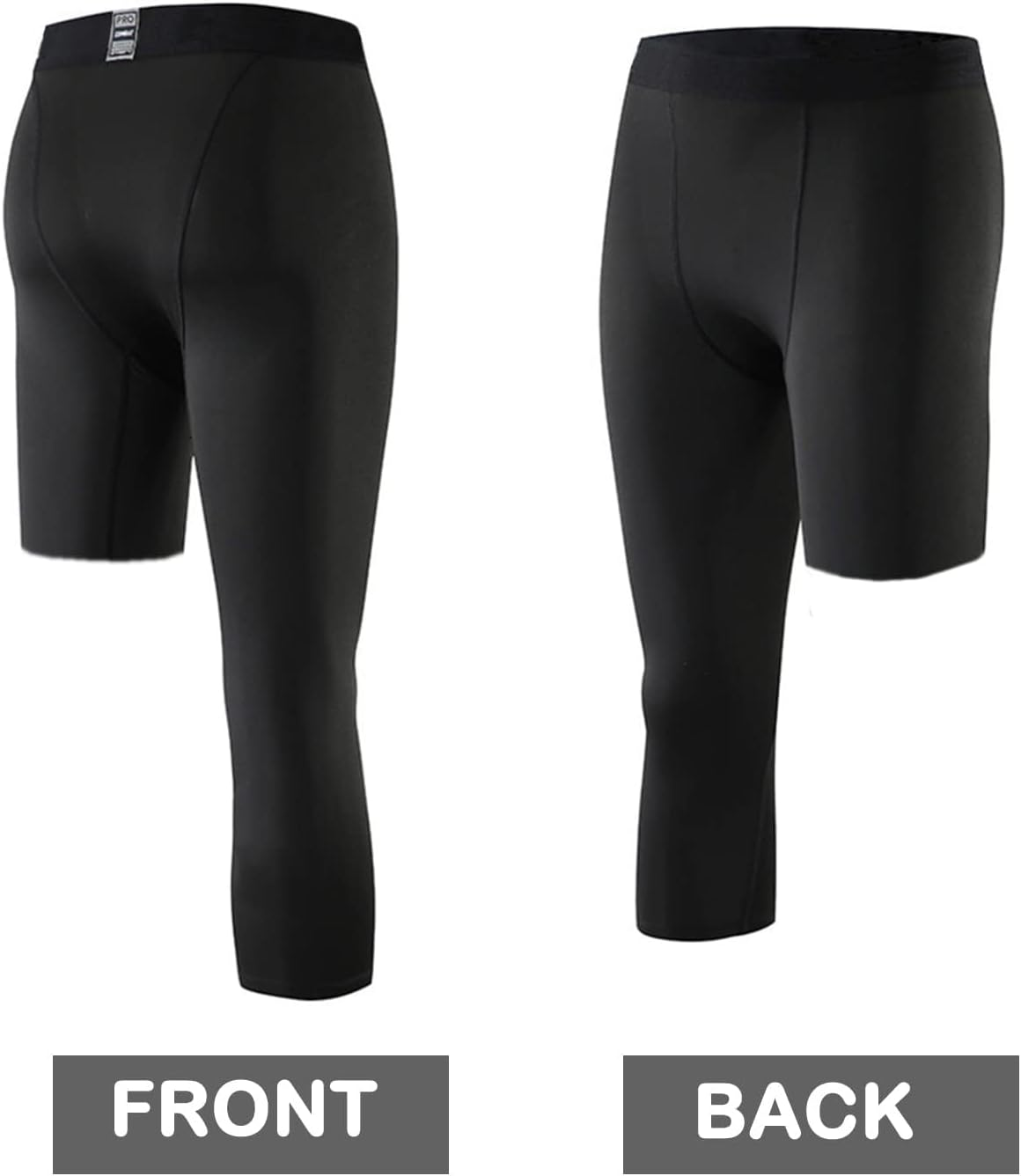 Men'S Compression Sport Pants Single Leg 3/4 Base Layer Basketball Leggings Athletic One Leg Capri Tights Running