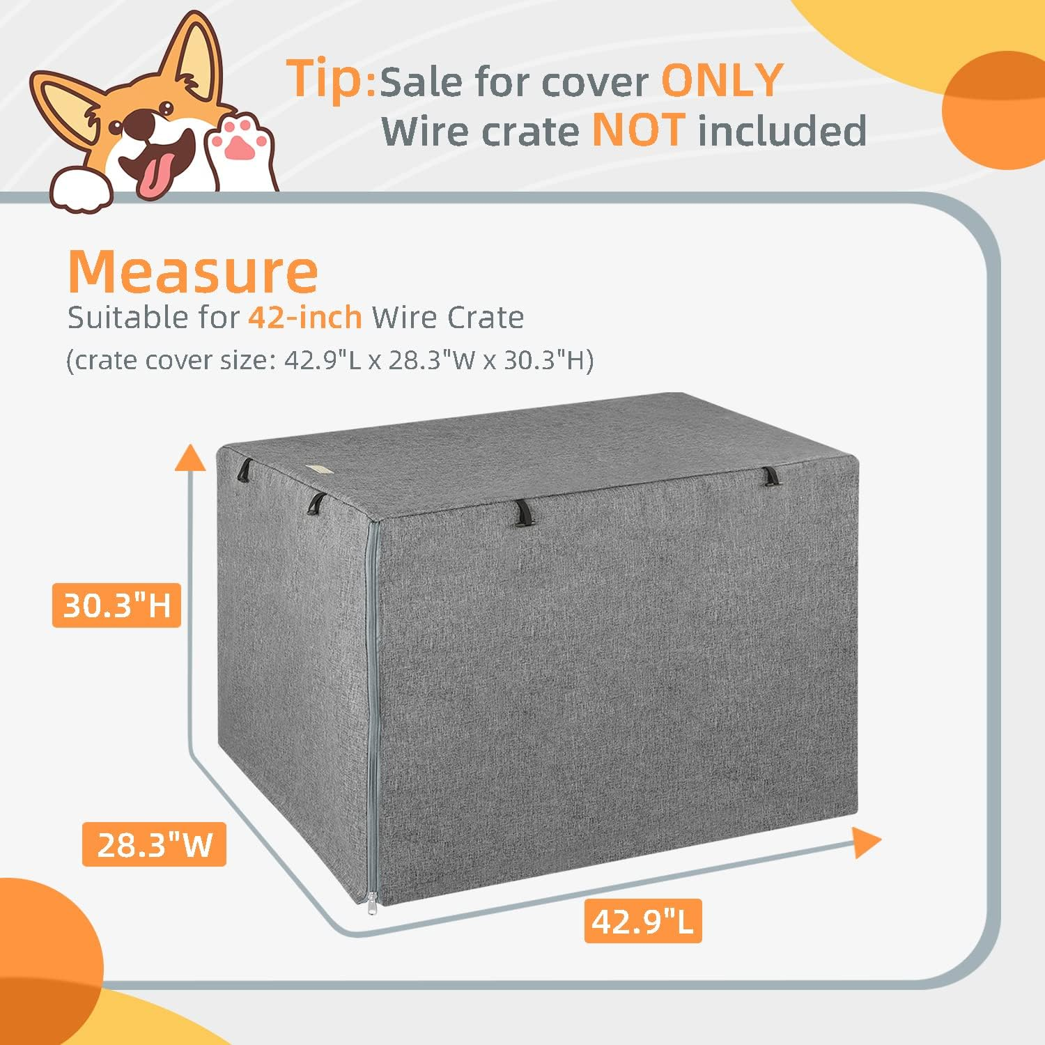 Double Door Dog Crate Cover, Dog Kennel Cover for Metal Dog Crates, Lightweight 600D Polyester Indoor/Outdoor Crate Cover (Fits 24 30 36 42 48 Inches Wire Crate) image number 3