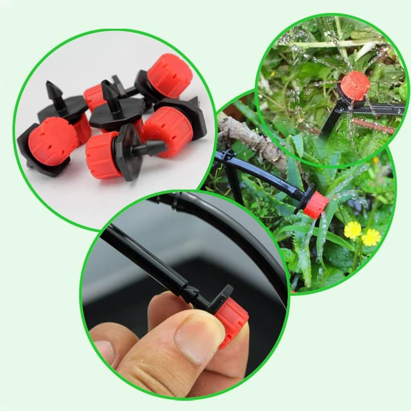 AIMALL 100X Adjustable Irrigation Micro Flow Dripper Drip Head Garden Hose Sprinklers,Spray Drip Irrigation Enclosed All in One Emitter Nozzle Sprinkler Garden Irrigation System image number 2