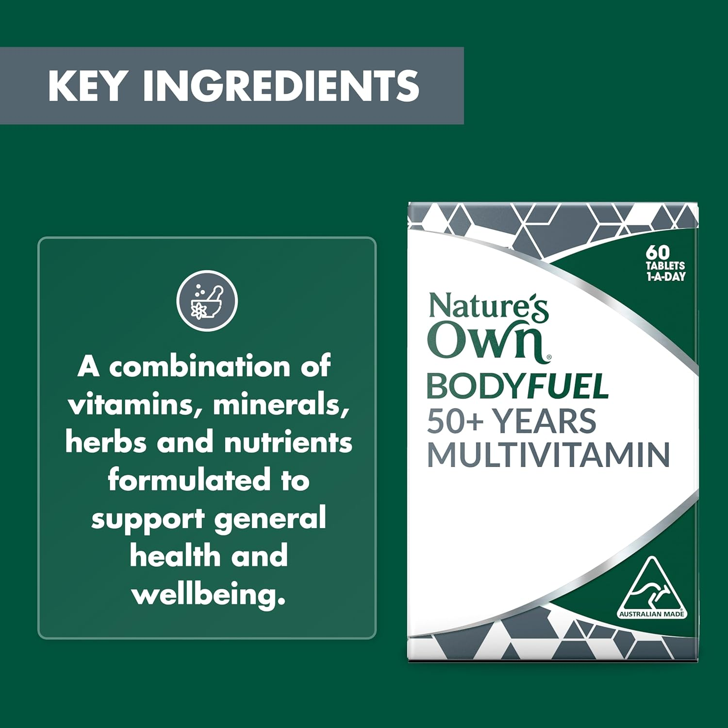 Nature'S Own Bodyfuel 50+ Years Multivitamin Tablets 60 - Supports Energy Production & Mental Function-Maintains Bone Health & Healthy Immune System Function-Reduces Free Radicals Formed in the Body image number 3