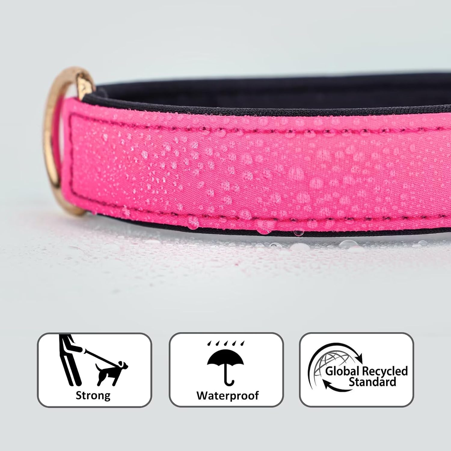 Didog Dog Collar, Waterproof Soft Padded Strong Small Dog Collars with Metal Buckle, Lightweight and Breathable Dog Collars for Small Dogs, Pink, S image number 2