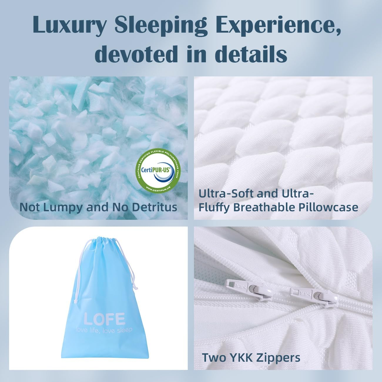 LOFE Side Sleeper Pillows for Adults - Adjustable 3 Compartments of Side Sleeper Pillow, Curved Side Sleeper Neck Pillow, Certipur-Us Supportive Pillow for Side Sleepers, Queen Size Bed Pillows image number 1