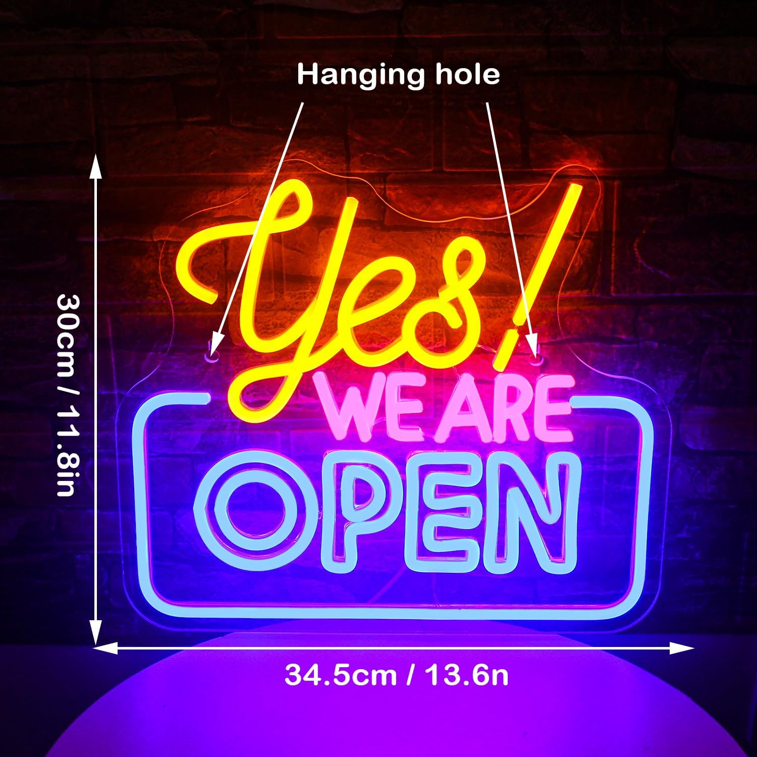 SIGNSHIP Open Neon Sign LED Sign Yes! We Are Open Neon Sign for Wall Decoration Yellow & Pink & Blue Open Neon Light Sign Light up Sign for Bar Restaurant Hotel Shop Club Decor image number 4