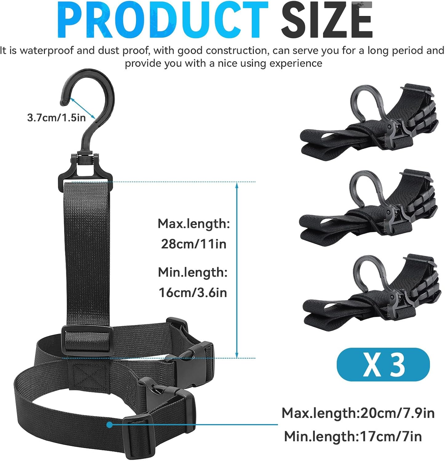 3 Pcs Fishing Wader Boot Hanger, Adjustable Strap Wader Hangers Boot Hanger Boot Hooks Boot Straps, Boot Drying Rack for Hanging Belts, Drying Boots, Fishing Boots image number 6