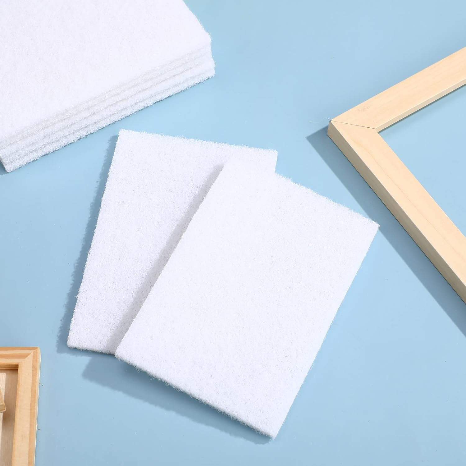 20 Pieces White Scrubbing Pad Non Scratch Scouring Pads Non Woven Scouring Sponge Multipurpose Abrasive Multi Surface Scrubber for Cleaning Polishing(4 X 6 Pulgadas) image number 6