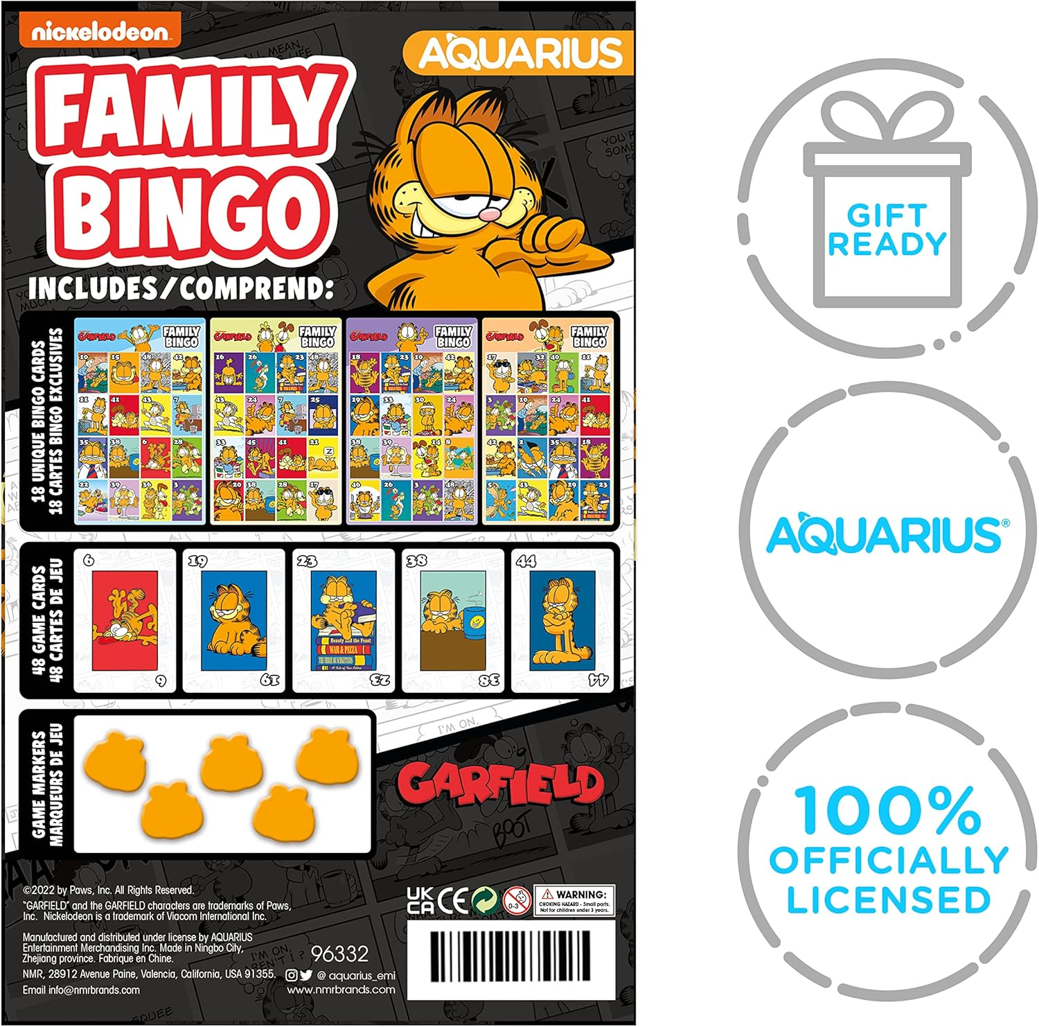 AQUARIUS Garfield Bingo Game - Fun Family Party Game for Kids, Teens and Adults - Entertaining Family Game Night Gift - Officially Licensed Garfield Merchandise - Ages 8 and Up
