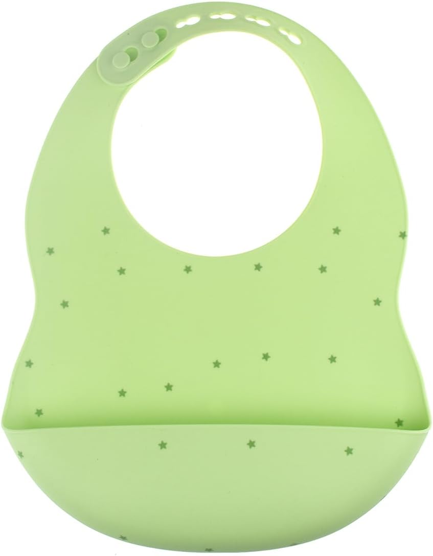 Koala Dream Starry Night Silicone Bib - Green | Bpa-Free, Adjustable, Easy to Clean, Waterproof