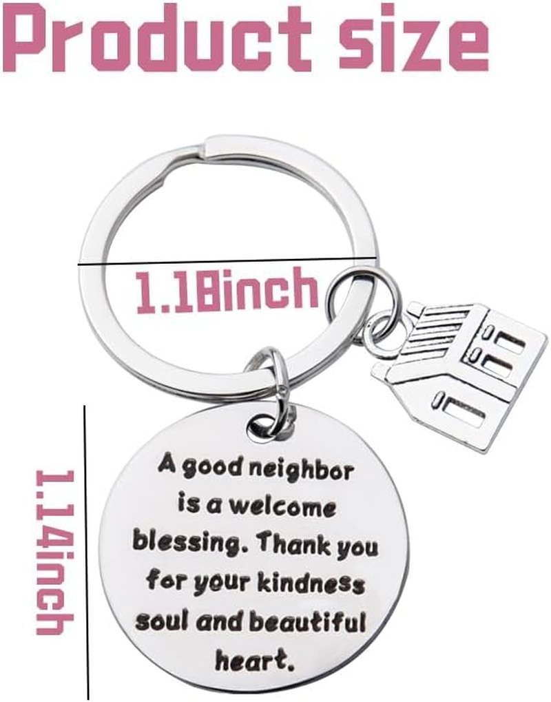 Neighbor Keychain Gifts for Men Women Neighbor Christmas Birthday Gifts for Neighbors Moving Away Gifts for Neighbors Thank You Keychain Gifts for Neighbor Felmale Male image number 2