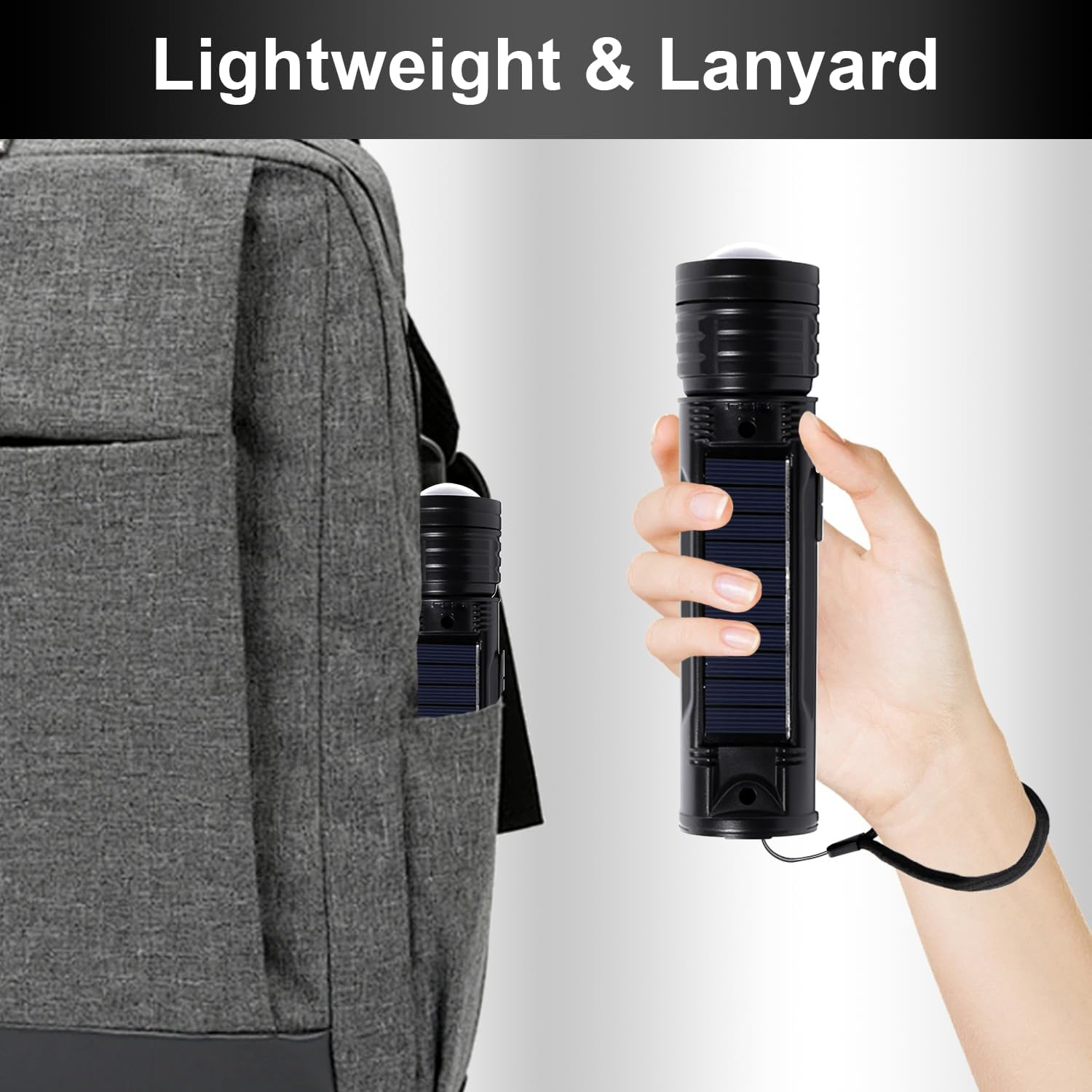 Flashlight Rechargeable High Lumen, 5 Modes LED Torch Light 500000 Super Bright, Zoomable, Water-Resistant, Tactical Flashlights for Camping, Hiking, Emergencies, Dog Walking Outdoor Indoor image number 3