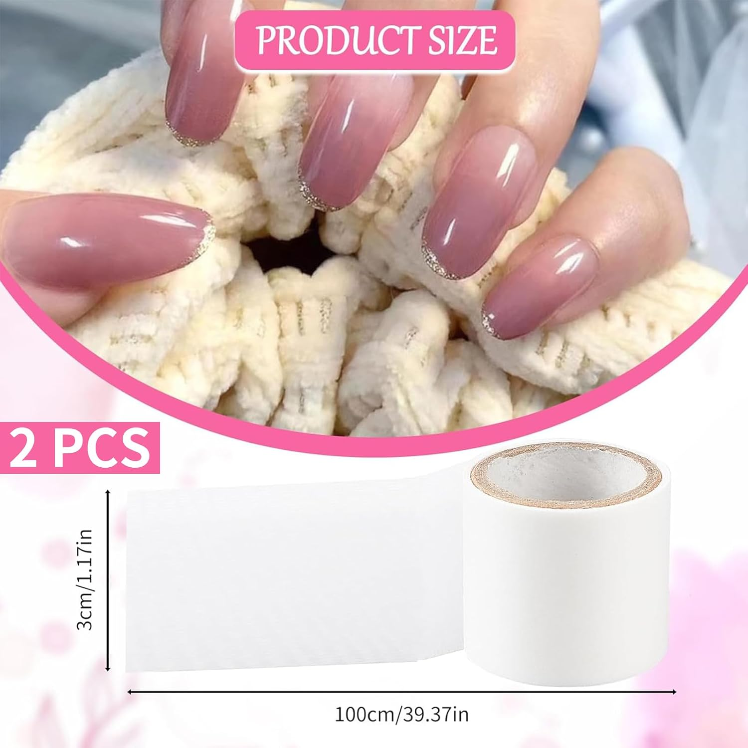 Tavvke 2 Rolls Self-Adhesive Silk Nail Wraps, anti Damage Tape for Repairing Broken Nails and Fingernail Extension, Reinforcement Bandage for Home DIY & Salon Use image number 3