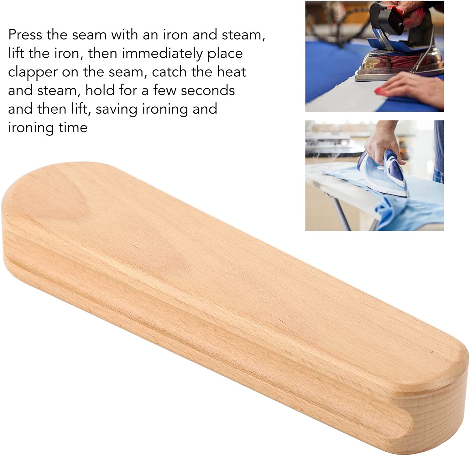 Tailors Clapper, Beech Wood Multipurpose Clapper Sewing Tool Easy Grip Safe Eco Friendly Lightweight Durable Quilters Clapper for Pressing, Sewing, Quilting and Steam Ironing