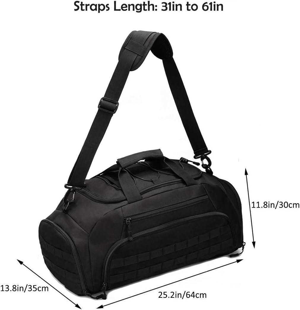 Sports Duffel Bag for Men Women Tactical Duffle Backpack 45L Gym Bag with Shoe Compartment Travel Backpack Luggage image number 6