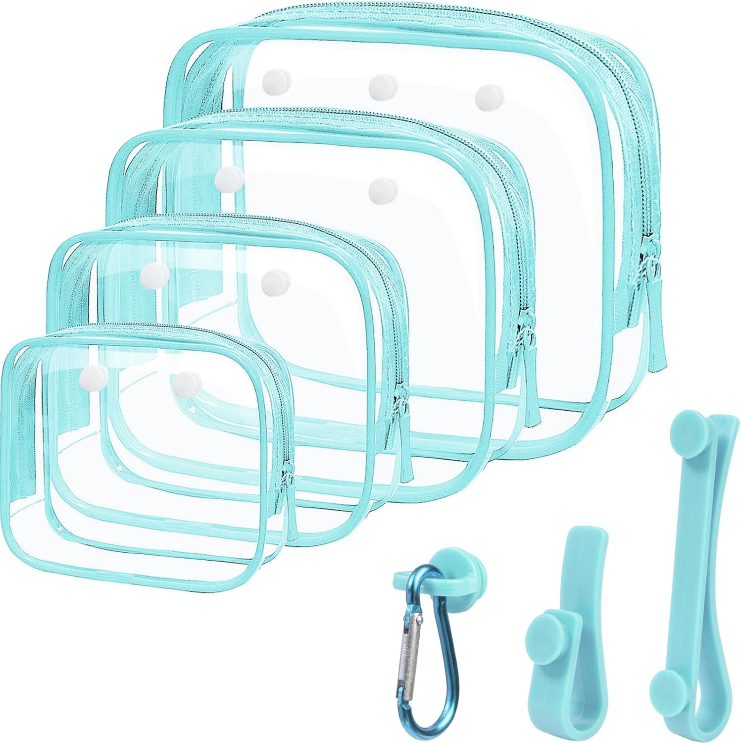 4 Packs Clear Bogg Beach Tote Bag with 4 Insert Hooks Accessories for Bogg Bags Travel Makeup Clean Toiletry Brush Organizer Cosmetic Divider Storage Inner Pouch (Bogg Clear Black, Pack of 8)