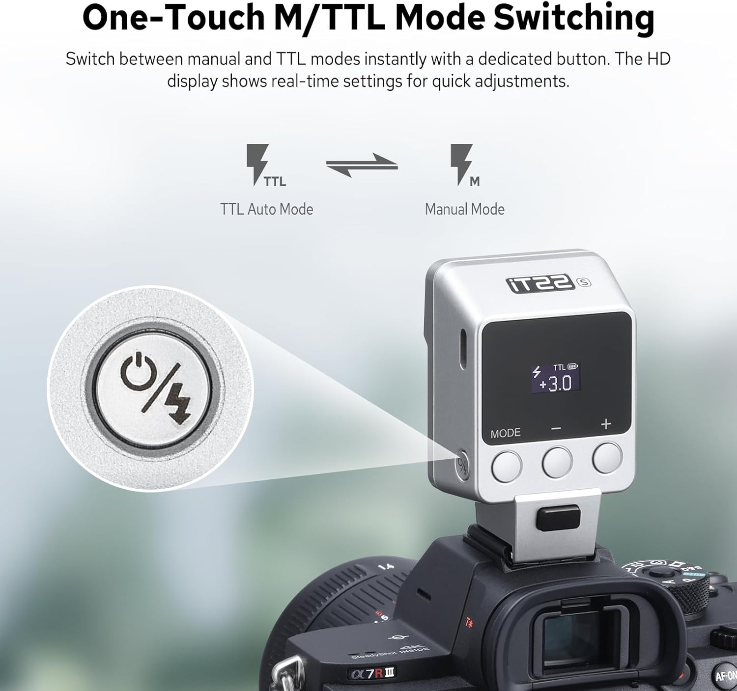 Godox It22 S TTL Mini Flash for Sony Cameras, Mini Camera Flash Speedlite W/Rechargerable Battery & Magnetic Color Filter, 700 Full Power Flashes (Silver) image number 4