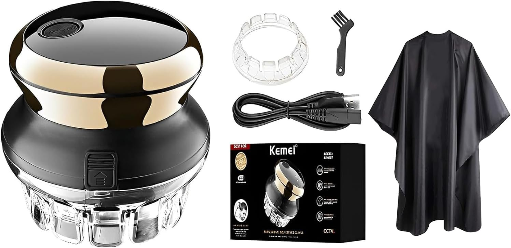 KEMEI 887 Hair Clipper for Men Circular Cordless Trimmer, Self-Haircut Kit, Rechargeable LED Display Gold (Fba-Km887-Gold) image number 2