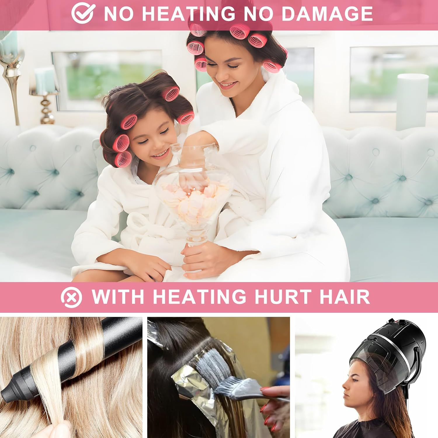 Hair Rollers, 12 Pack Self Grip Salon Hairdressing Curlers, Hair Roller Sets, Hair Curlers, DIY Curly Hairstyle, Colors May Vary, Jumbo image number 2