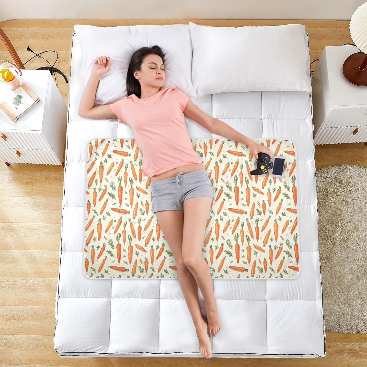 Retro Carrot Extra Large Resuable Changing Pad Covers Water Resistant Diaper Changing Mat Non-Slip Diaper Pads for Infant Toddler 52" L X 34" W image number 3