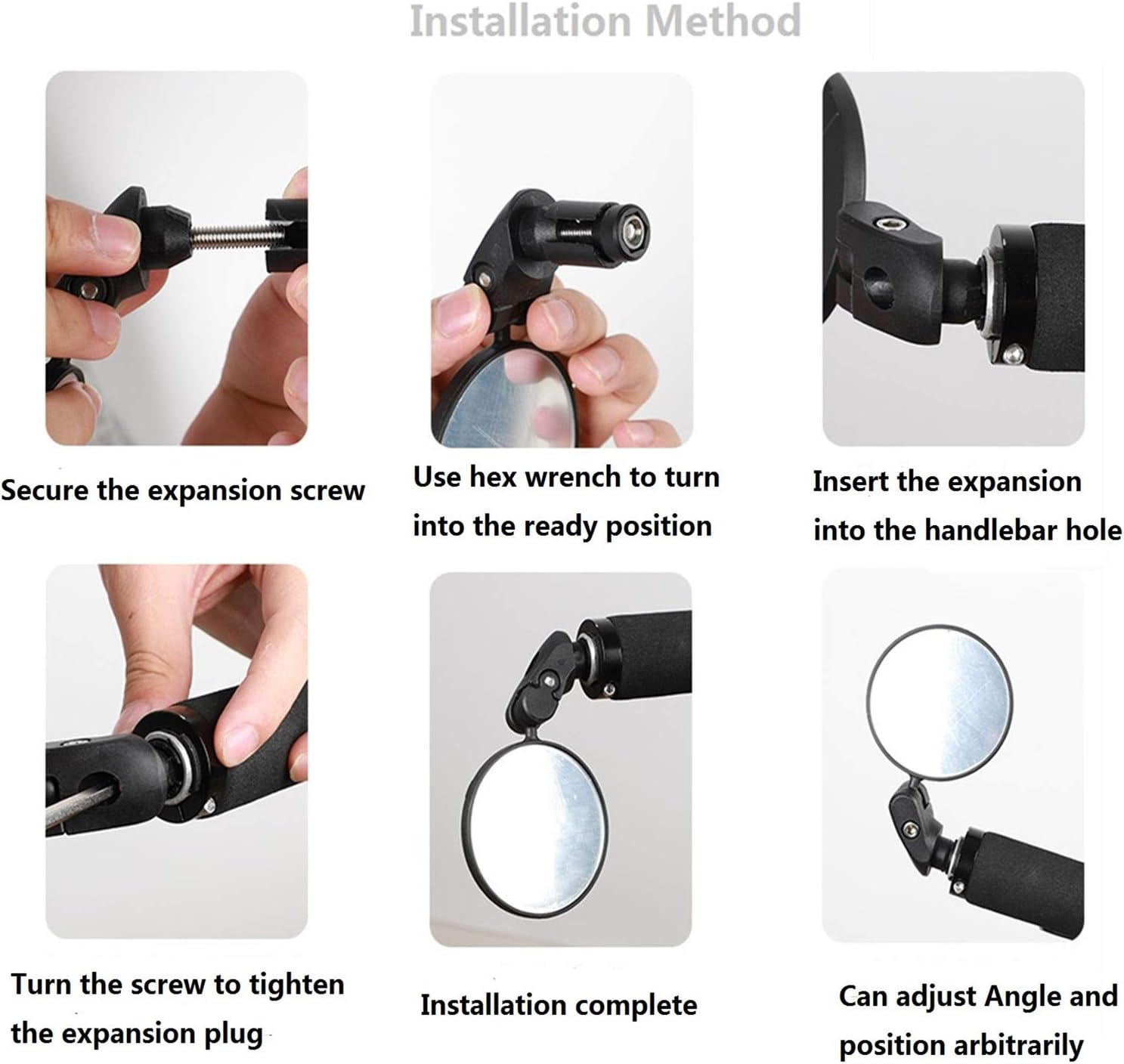 TANNOZHE Bike Mirror for Bar End,Flexible Bike Rearview Mirror Handlebar Bike Mirror Fits Handlebar of Hole inside within 18~23Mm Dia for Mountain Bicycle/Cycling/Scooter/Road Bike (1PCS) image number 3