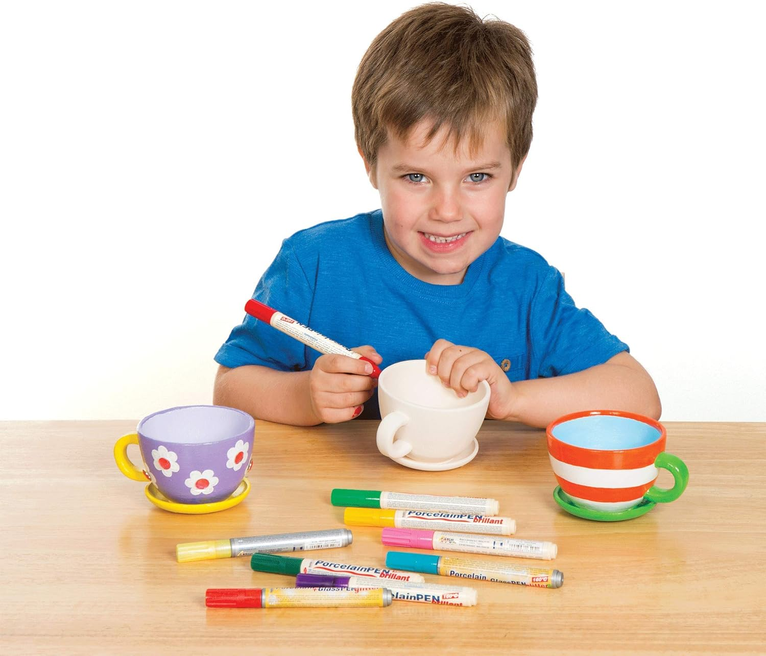 Baker Ross AC624 Ceramic Flower Pots Cup & Saucer (Pack of 2), 12 Cm X 10 Cm X 14.3 Cm, Ceramic image number 6