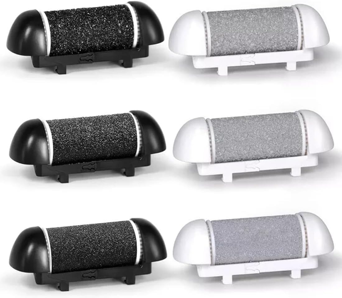 Fitspi Replacement Roller Heads Compatible with Scholl/Essy/Shoran/Ratukall/Pedi Foot File, Callus Shaver, Pedicure Kit for Cracked Heels and Dead Skin - 6 Pack