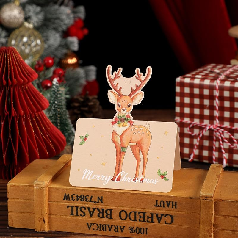 Larfraecy Christmas Greeting Cards - 24Pcs Traditional Yuletide Images - Santa Claus,Moose,Snowman Theme-Pack of 24 - Bulk Greeting and New Years Cards-For Family Friends Kids (Fashion) image number 2