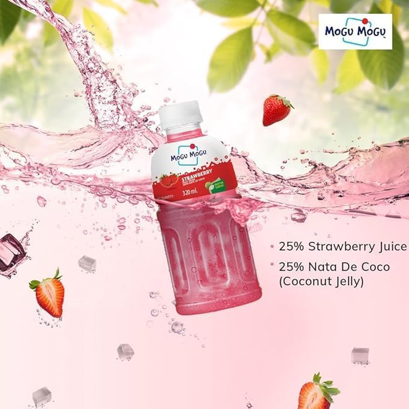Mogu Mogu Strawberry Juice with Nata De Coco Stawberry, 24 X 320Ml