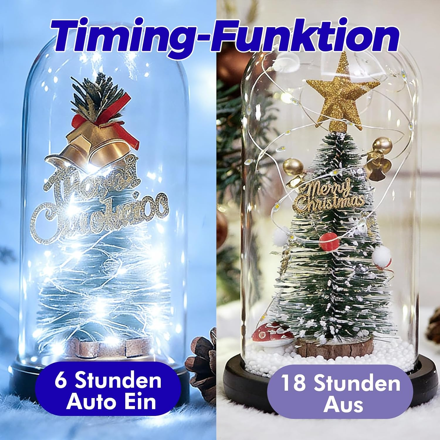 ENLACE Pack of 2 LED Fairy Lights Battery with Timer, 2 M 20 LED Copper Wire Fairy Lights Indoor Battery Operated, White Micro Fairy Lights for Wedding, Children'S Room, Christmas, Party Decoration image number 4