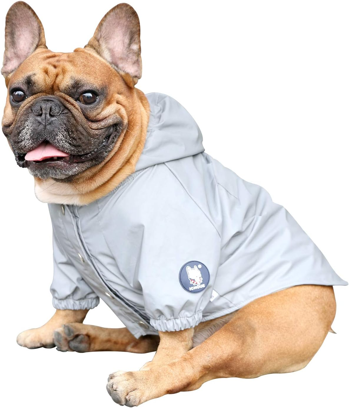 Ichoue Dog Reflective Safety Jackets Waterproof Raincoat Are All Made up of High Reflection Fabric Keep Dogs Visible Safe at Night for French Bullodg Pug- Silvery/Size S