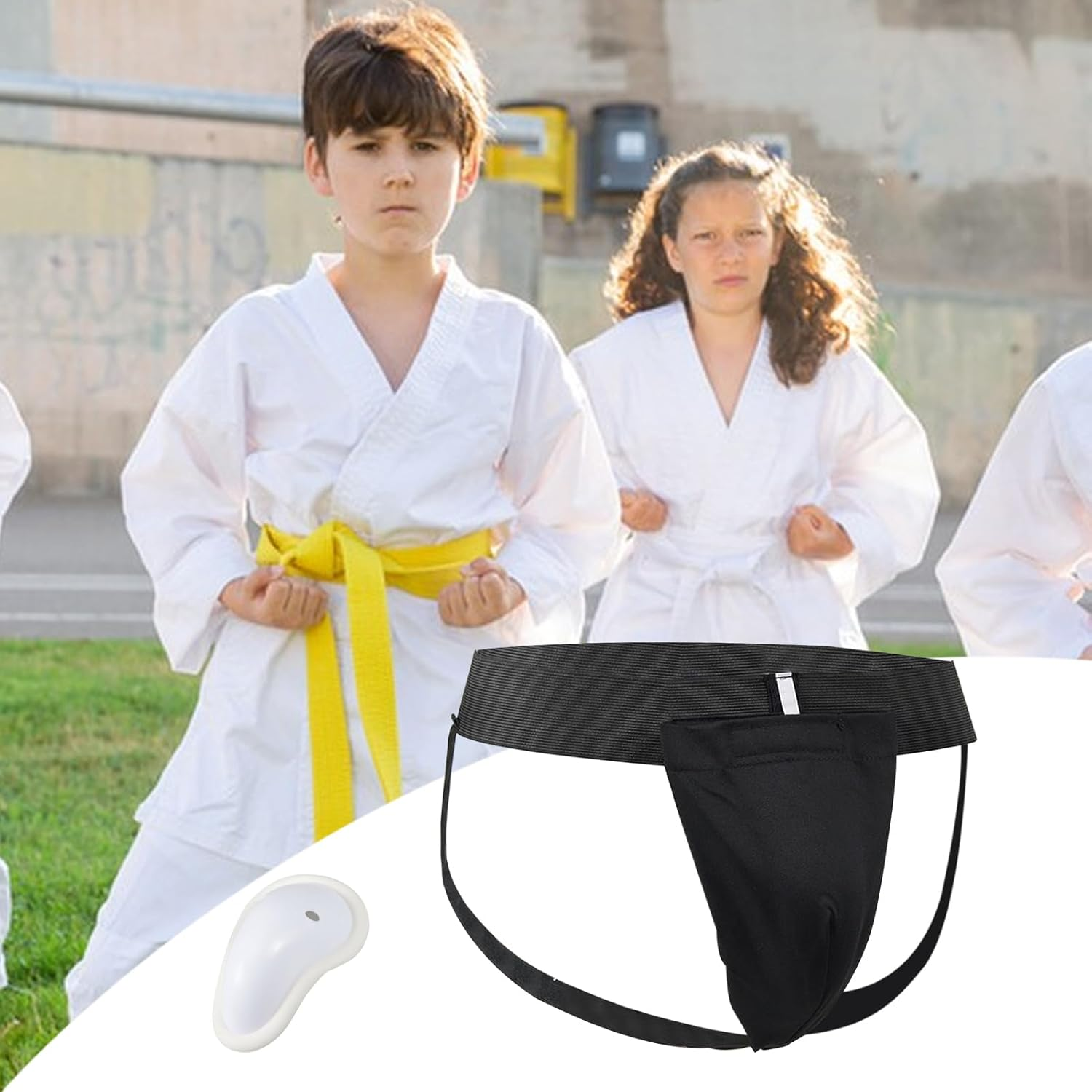 Groin Guard - Shock Absorbent Groin Protector - Adjustable Breathable Guard for Sparring Training Fighting Ice Hockey Grappling Boys Kickboxing Arts Men - Black image number 5