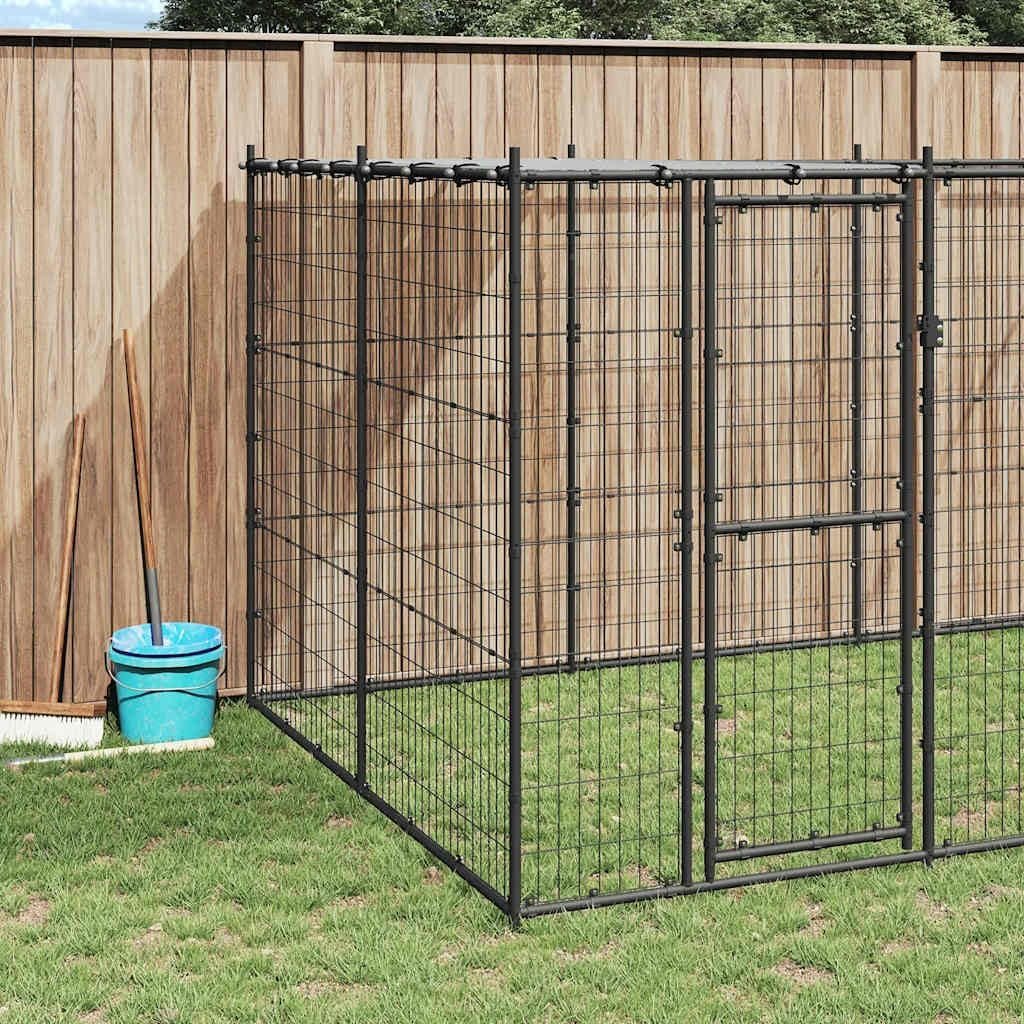 Outdoor Dog Kennel Steel with Roof Large Pet Enclosure 7.26 M&sup2; Backyard Shelter image number 3