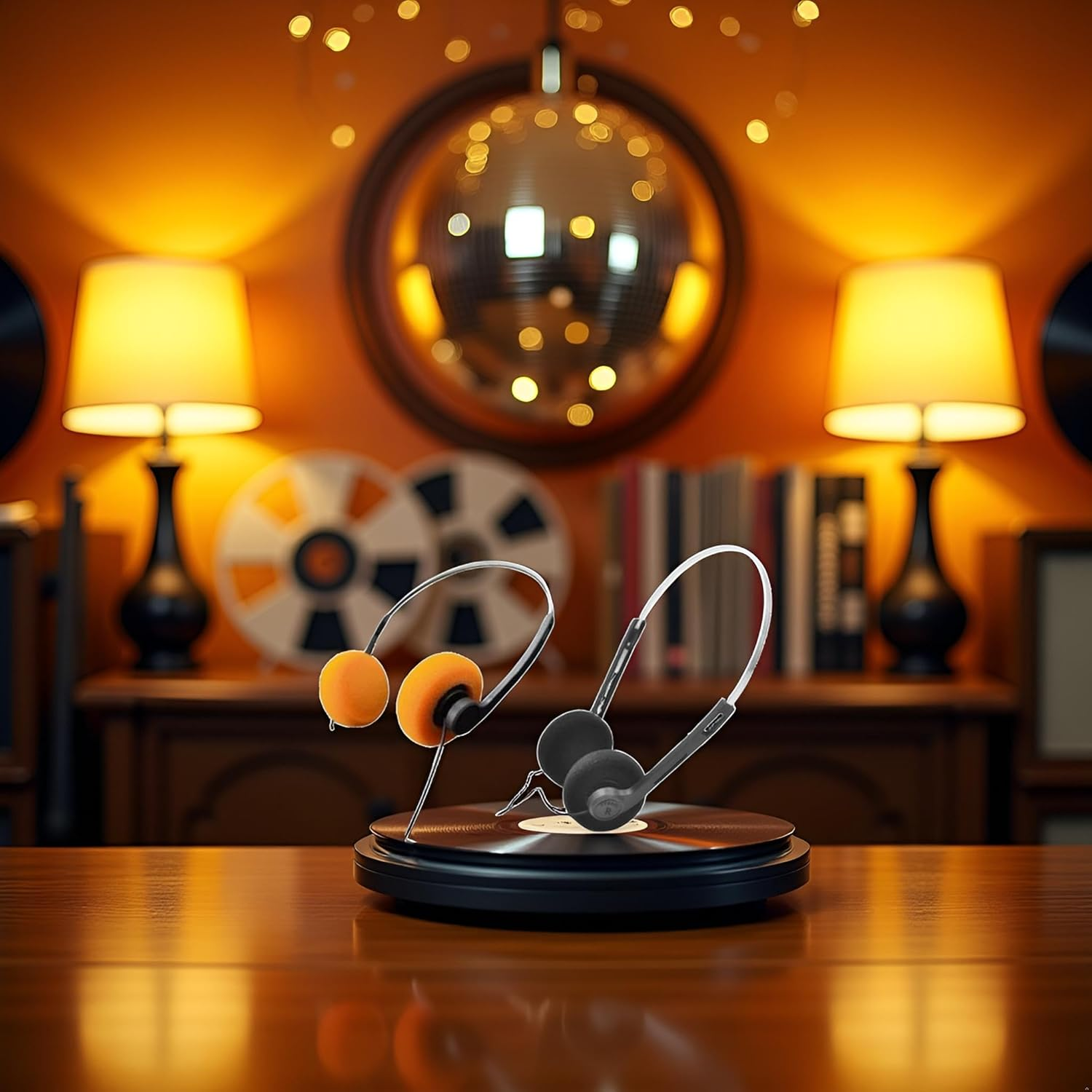 2 Pcs Retro on Ear Headphones, Wired Stereo Headphones, Headphone, Lightweight Portable Headphone with Adjustable Headband, Cassette Player, Over-Ear (Orange and Black) image number 5