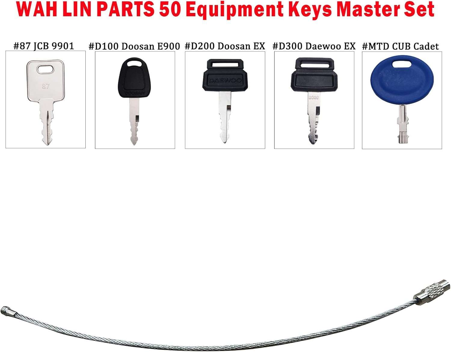 50 Universal Ignition Starter Keys &ndash; Excavator Heavy Machinery Key Set for Cat Caterpillar Case JD JCB Hyster Komatsu Kubota Volvo & More &ndash; Fit Agricultural, Diggers, Forklifts image number 3