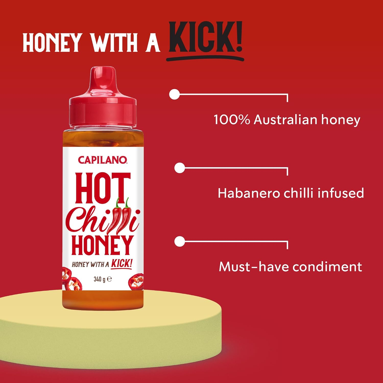 Capilano Hot Chilli Honey, 100% Pure Australian Honey with Habanero Chilli, Premium Honey, Spicy Honey Squeeze Bottle, 340G image number 6