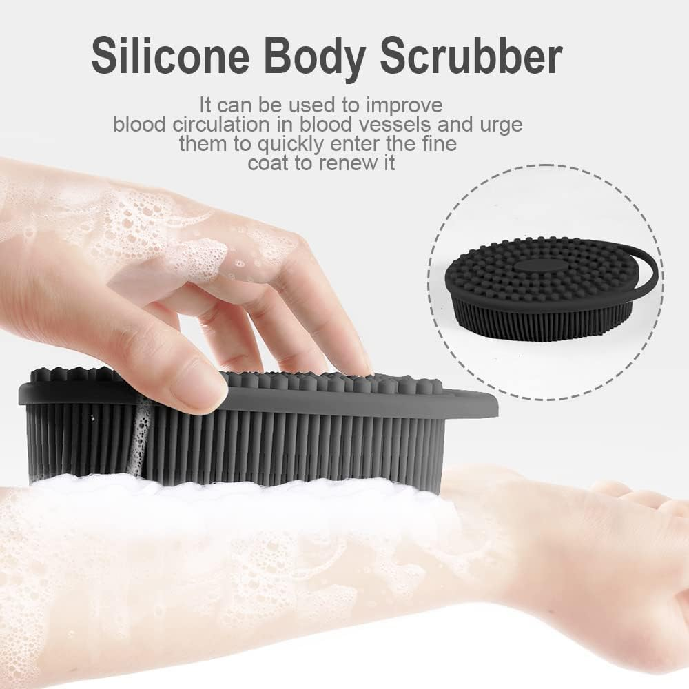 2Pcs Silicone Body Scrubber, Shower Bath Scrubber, 2 in 1 Bath and Shampoo Brush, Body Scrubber, Shower Cleaning Exfoliating Use image number 5