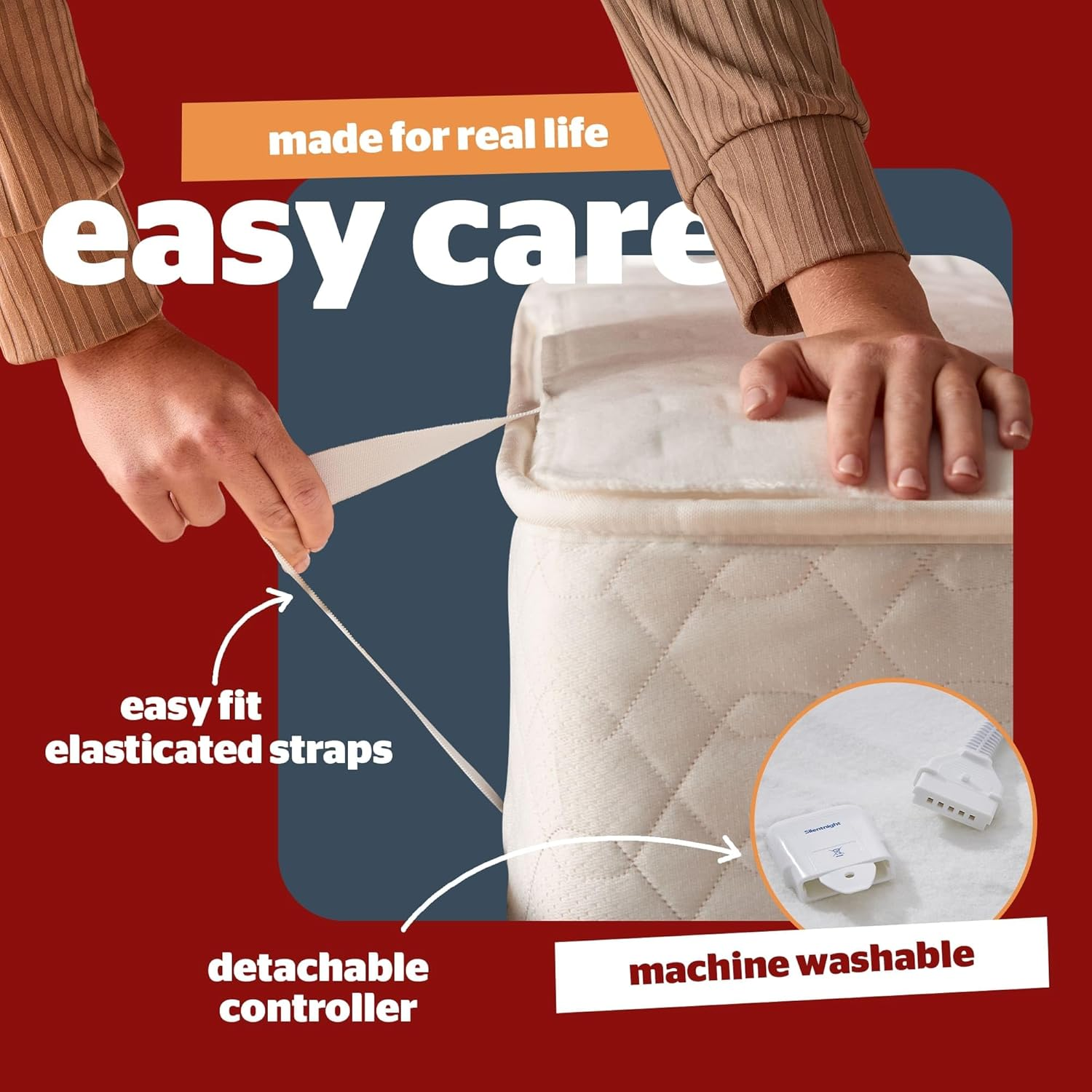 Silentnight Comfort Control Electric Blanket - Heated Underblanket with 3 Heat Settings, Fast Heat Up, Overheat Protection and Easy Fit Straps - Machine Washable - Single 135X72Cm