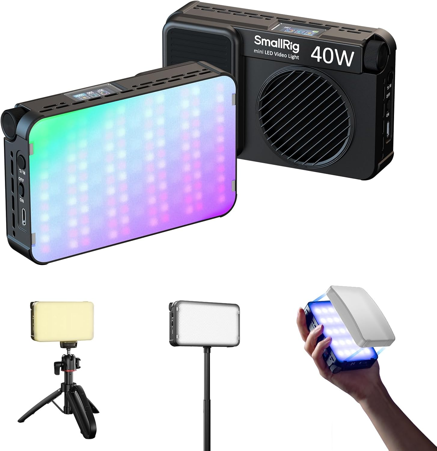 Smallrig RM 40C Mini LED RGB Video Light, 4800Mah Battery, LCD Display, Portable Camera Light for Tiktok Youtube Content Creators Photographer Gifts, 2500K-10000K CRI 96 TLCI 99, Magnetic Mount - 5359 image number 1
