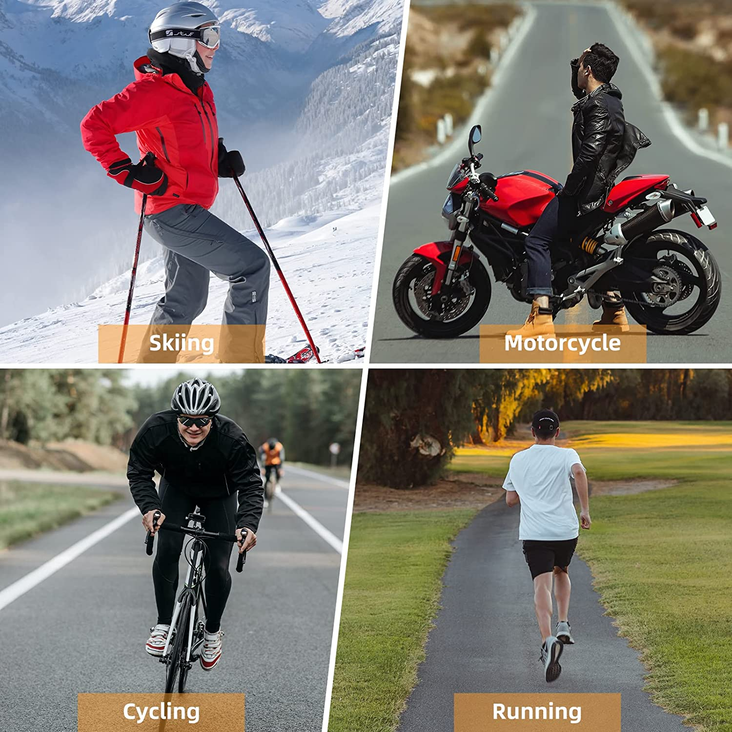 ROCKBROS Men'S Winter Cycling Skull Cap Helmet Liner Windproof Warm Fleece Thermal Hat