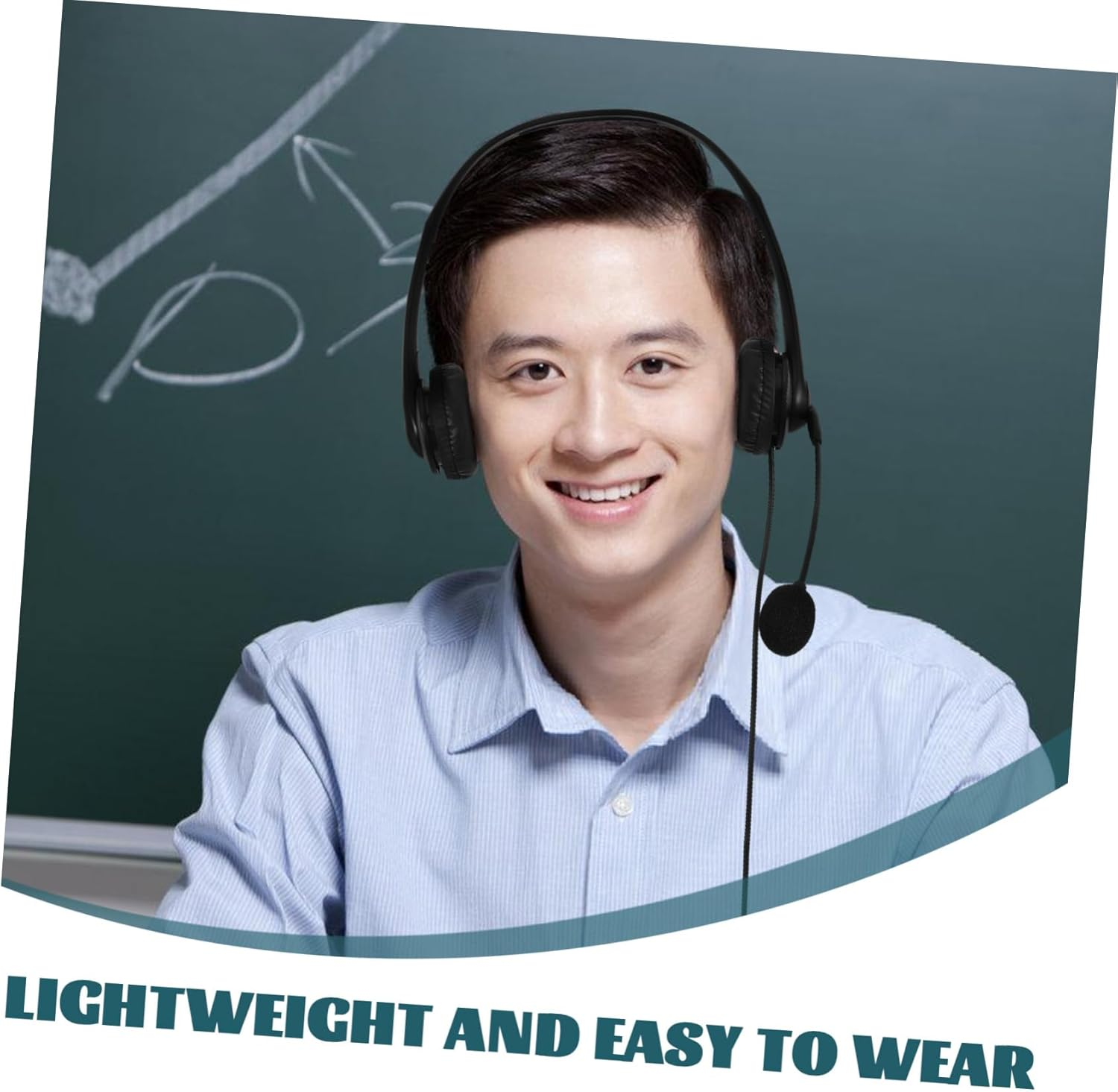 COMPUKAS Wired Noise Reduction Headset Microphone, Comfortable Over-Ear USB Headphones for Office, Online Classes, and Business Calls, Black image number 4