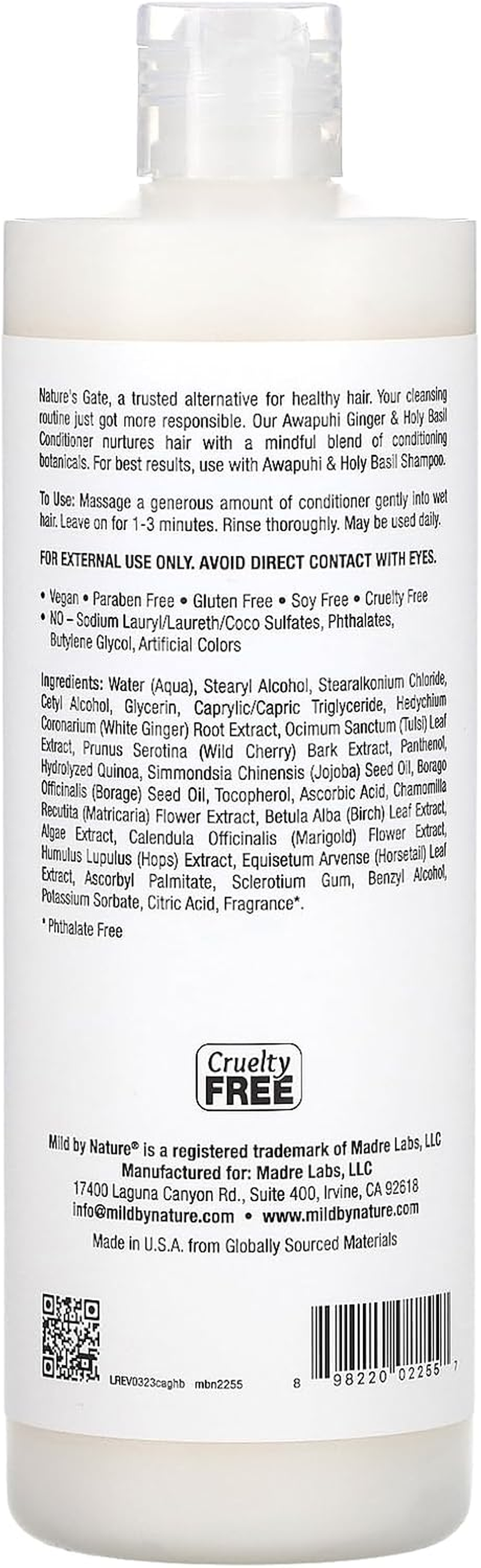 Mild by Nature (Nature'S Gate), Awapuhi Ginger & Holy Basil Conditioner for Fine Hair, 16 Fl Oz (473 Ml) image number 2