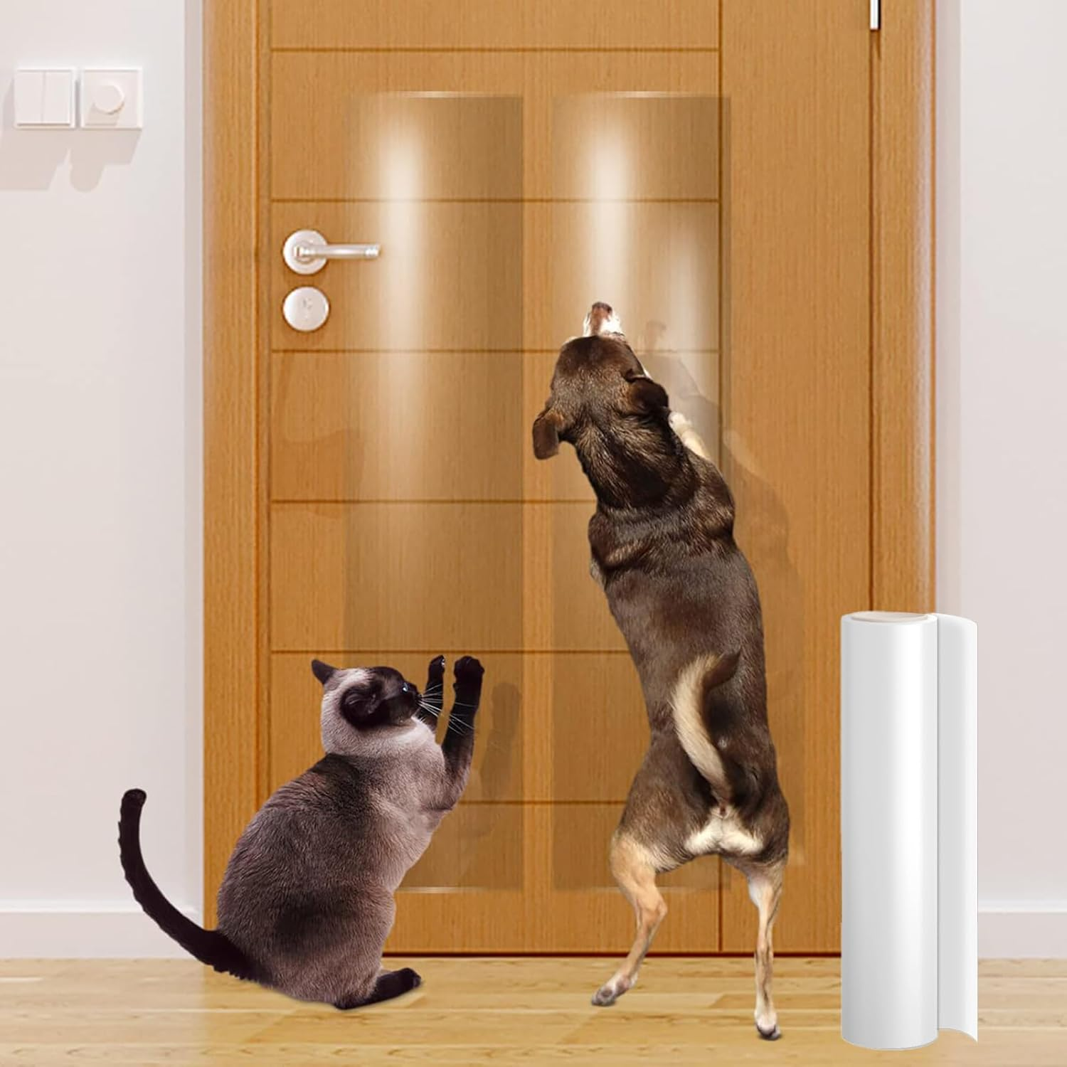 Door Protector from Dog Scratching - Neulsun Cat & Dog Door Protector Scratch Guard, No Residue Furniture & Door Dog Scratch Protector Guard for Dogs, Transparent Pet Door Protector - (500Cm X 30Cm) image number 4