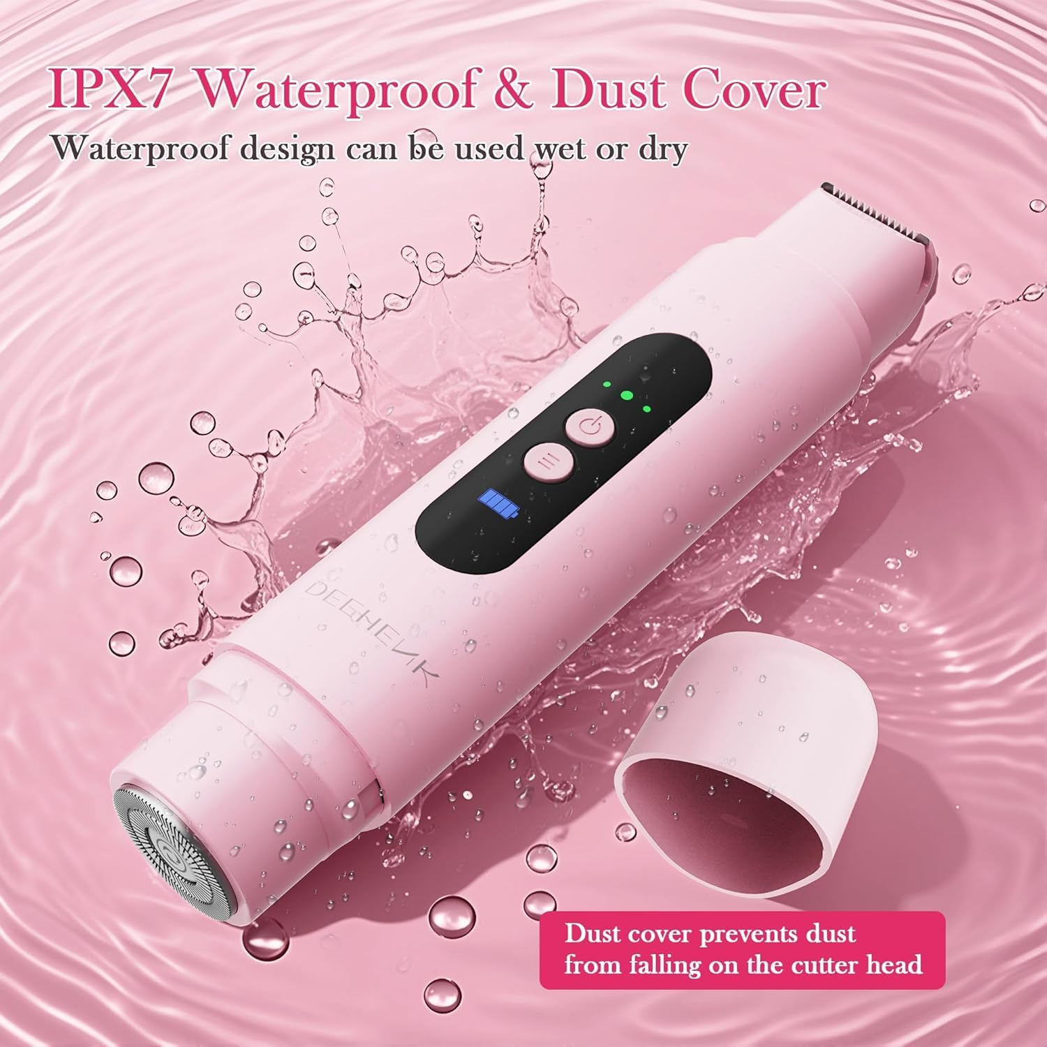 Bikini Trimmer Razors Shaver for Women,2-Speed Electric Razor for Pubic Hair Dual Head Shaver Women IPX7 Waterproof Rechargeable Lady Trimmer for Bikini Underarm Body Leg Face Pink image number 4